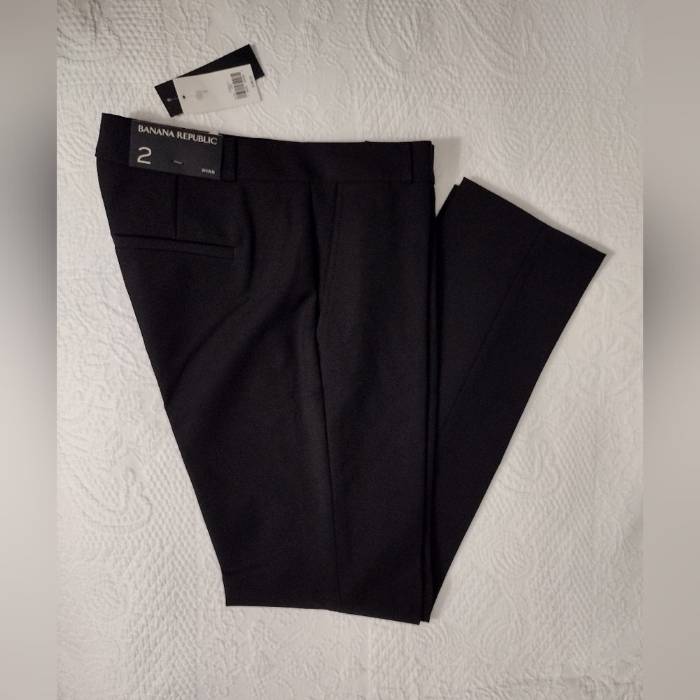 Banana Republic Black Ryan Dress Pants Classic Straight-Leg - Size 2 - NWT - Picture 3 of 11